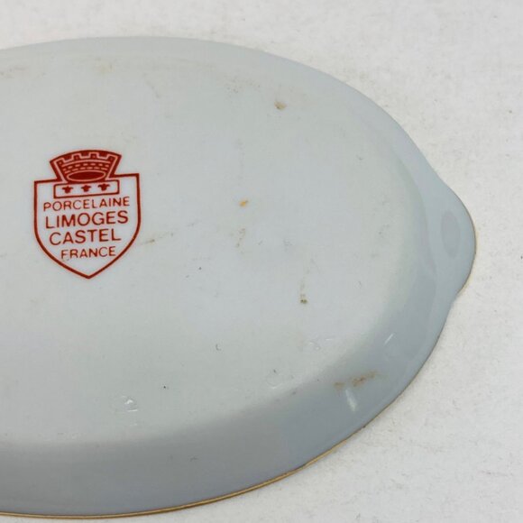 Limoges Castel France Porcelaine Miniature Tray Lovers Gold Trim Vintage as is - Picture 8 of 11